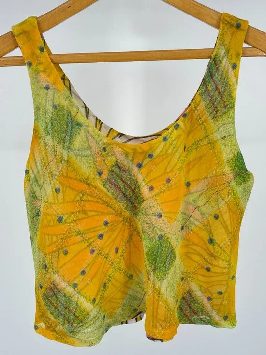 Sacred Threads Reversible 2-Piece Set Yellow Tropical Boho Skirt M/L - Picture 6 of 11